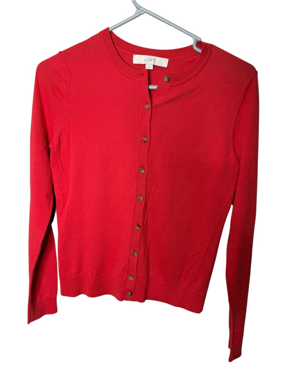 LOFT Coral Salmon Red Size XS Button Front Cardigan Sweater